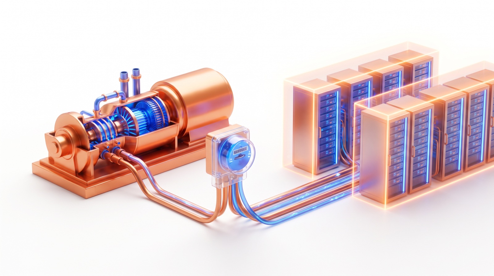 Behind-the-meter power plant serving an AI factory campus, with generation and storage on site