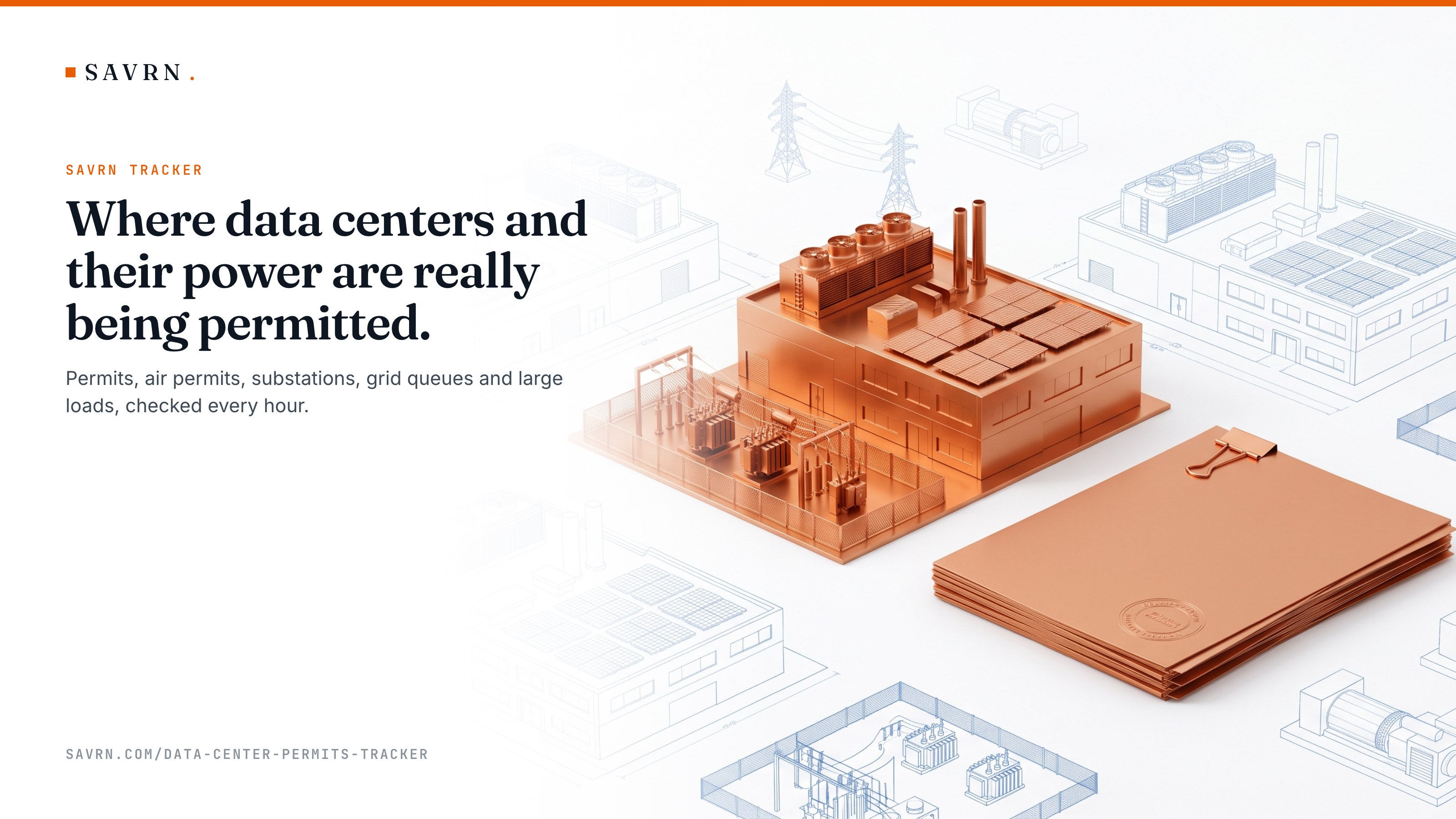 Copper model of a data center campus with a substation