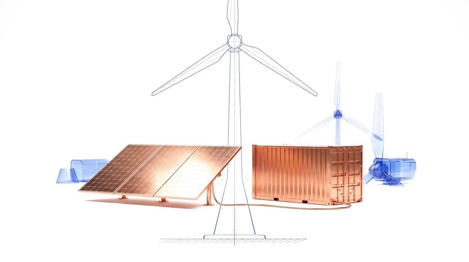 Solar array and battery with wind turbine