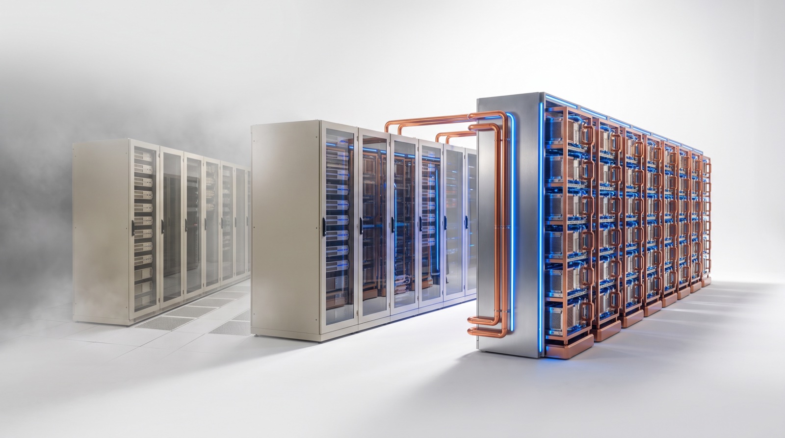 A legacy colo hall dissolving into a high-density AI hall, why traditional colocation cannot carry AI