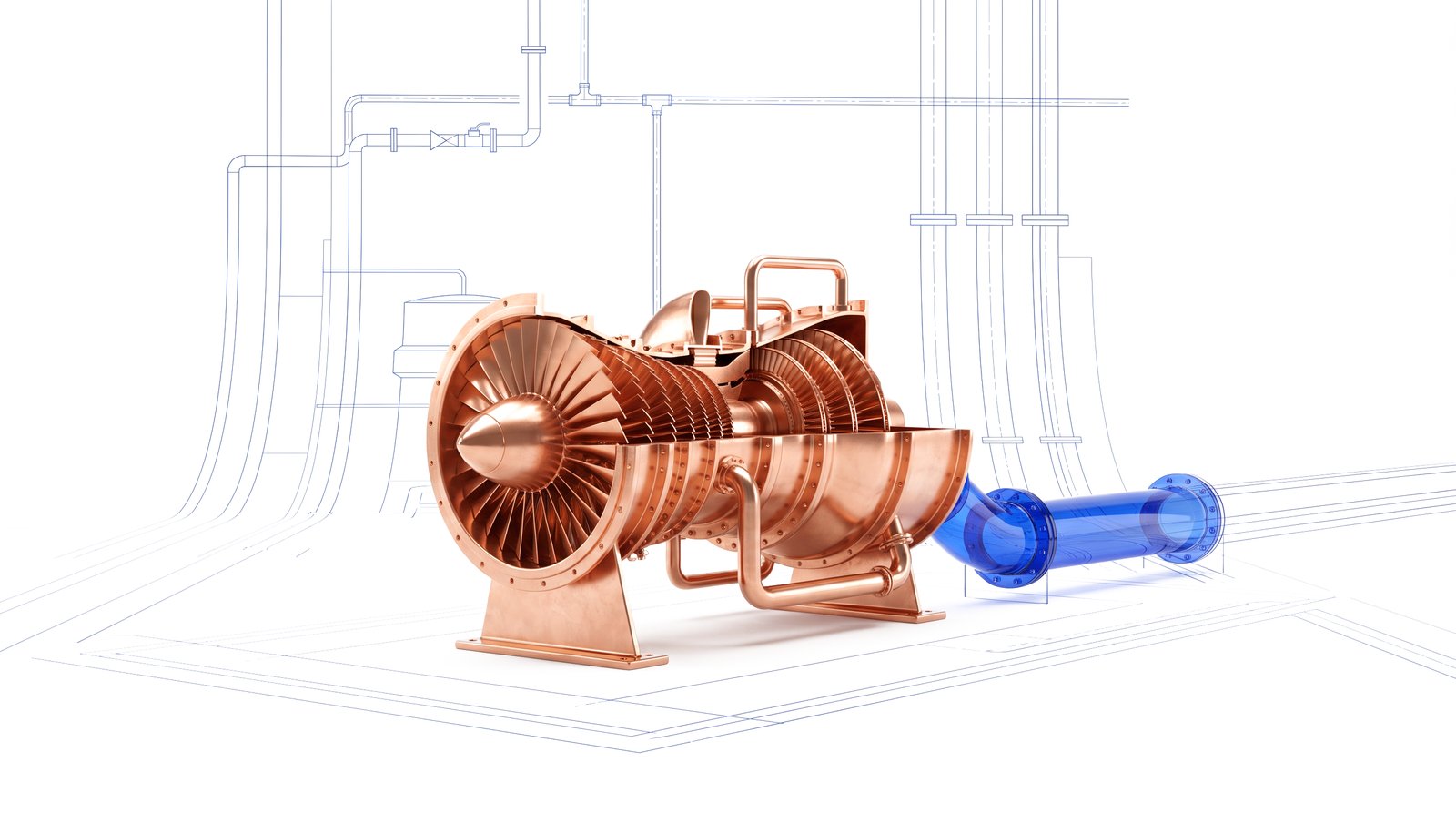 Copper gas turbine with blue grid network