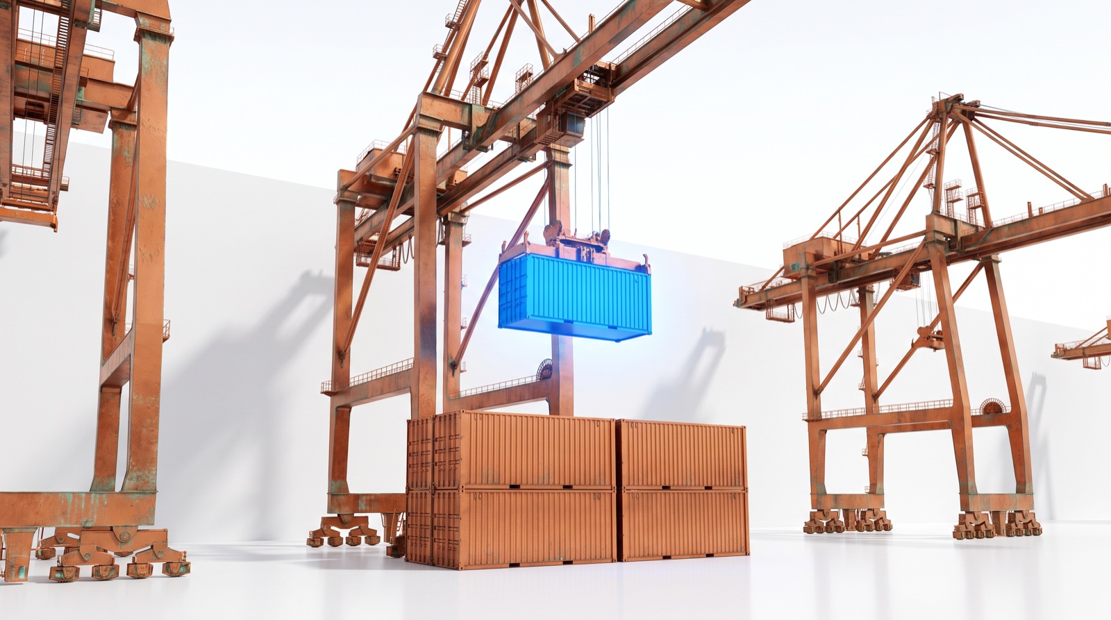 Port cranes lifting a blue container, transformer lead times rewrite every AI supply chain plan