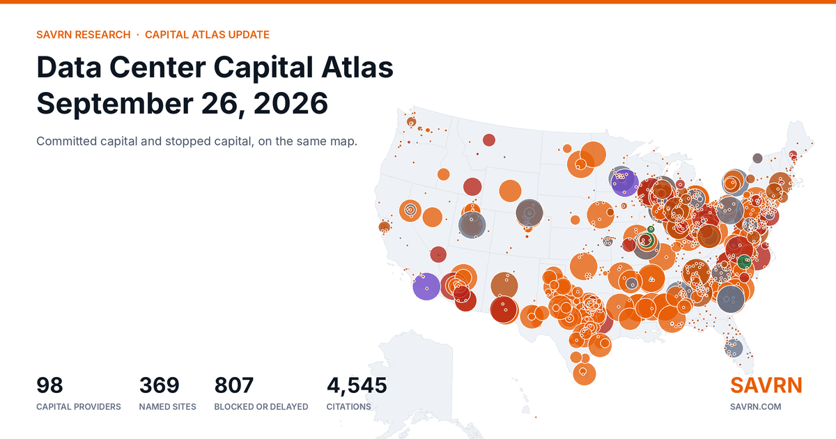Data Center Capital Atlas Update: September 26, 2026