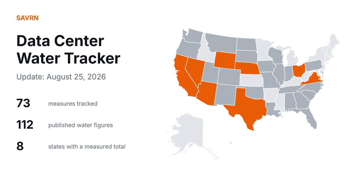 Data Center Water Tracker Update: August 25, 2026