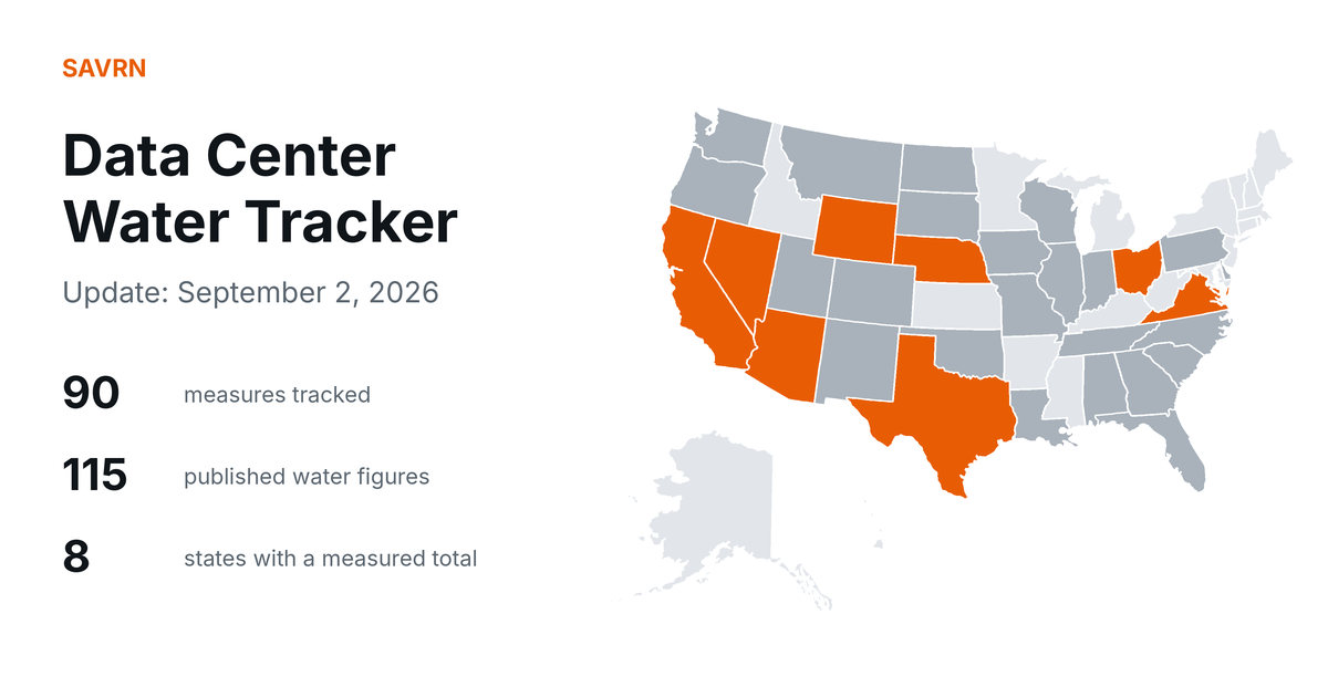 Data Center Water Tracker Update: September 2, 2026