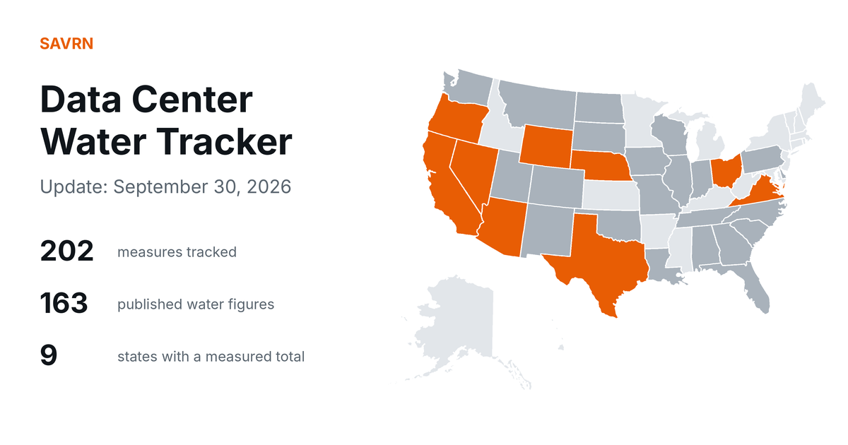 Data Center Water Tracker Update: September 30, 2026