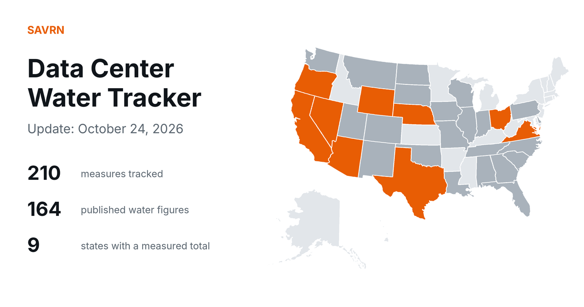 Data Center Water Tracker Update: October 24, 2026