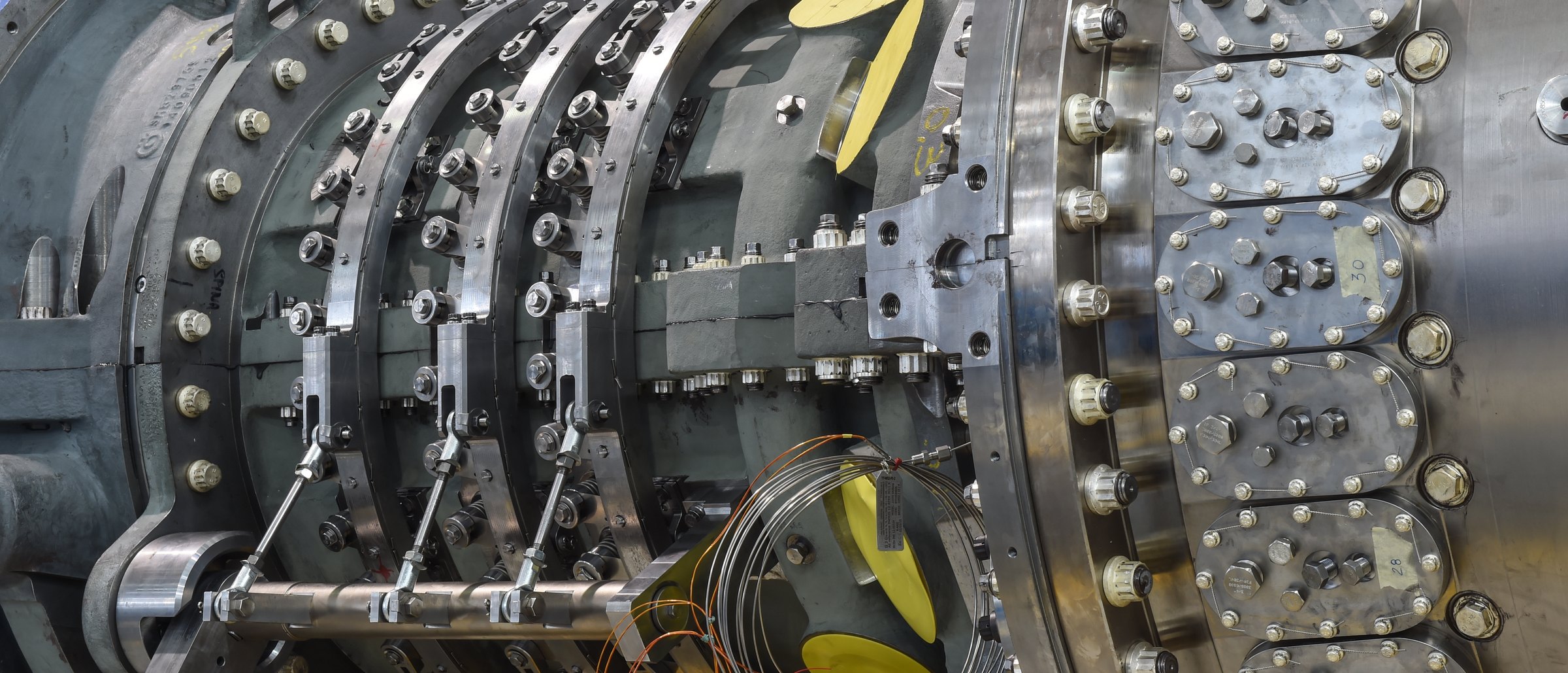 Baker Hughes NovaLT16 gas turbine: compressor casing, variable guide vane rings and bolted flanges